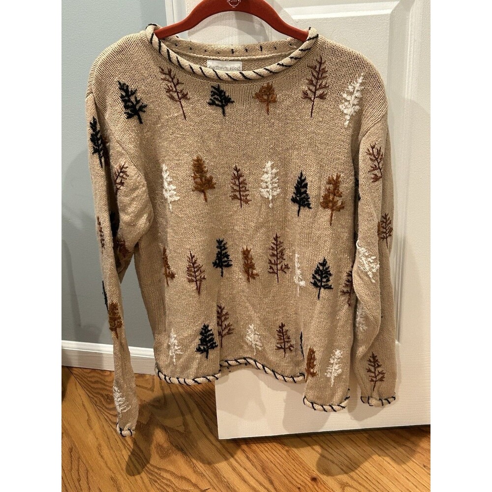 Northern Isles Cotton/Ramie Sweater With Fall/Winter Motif Size S